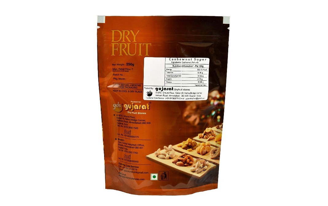 Gujarat Dry Fruit Stores Cashewnut Super    Pack  100 grams